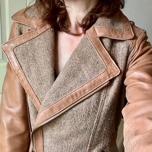 Jones New York Leather Tweed Jacket